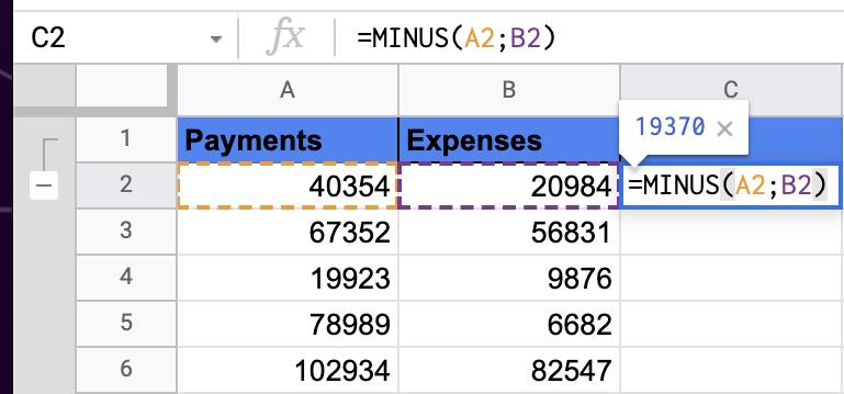 how-to-subtract-in-google-sheets-2-simplest-ways