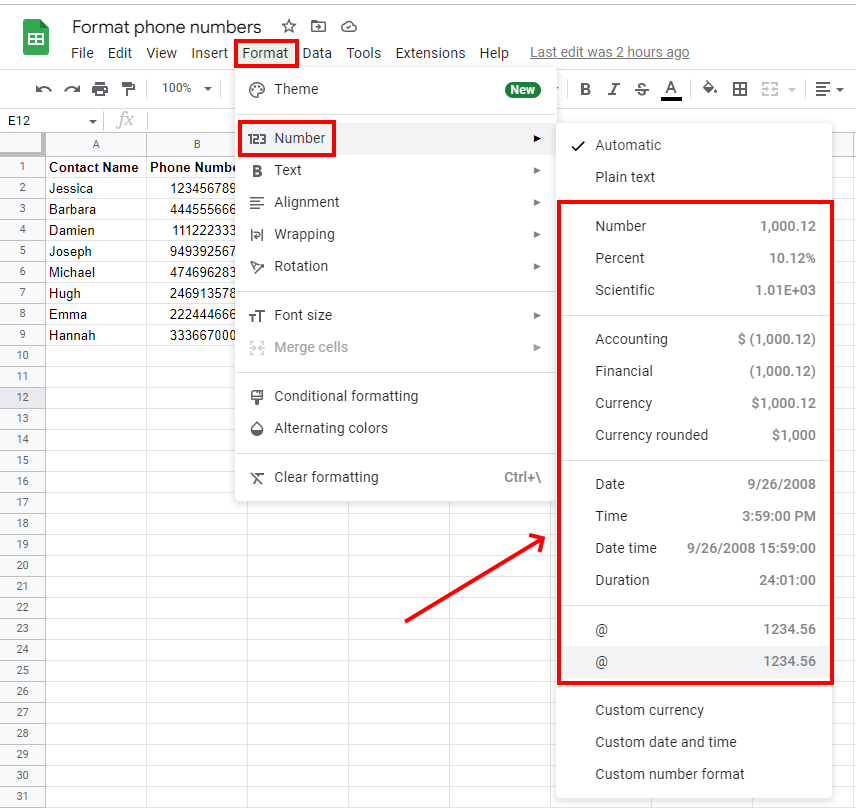 How To Format Phone Numbers In Google Sheets